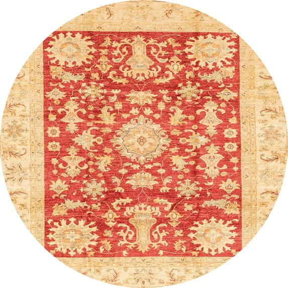 Ahgly Company Indoor Round Abstract Bright Orange Abstract Area Rugs, 6' Round