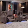 thumbnail image 2 of Bonzy Home Electric Recliner Set of 2 LED Lighting USB Ports and Cup Holders Home Theater Seating Reclining Chair Adjustable Headrest with Hidden Arm Storage, Brown, 2 of 10
