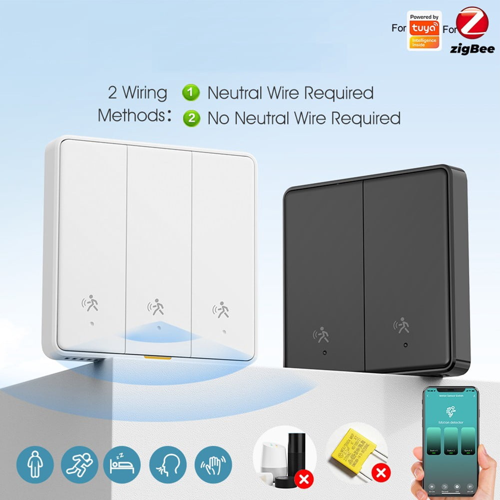 For Tuya For Zigbee 1/2/3 Gang Human Motion-Sensing Smart Wall Secure Switch
