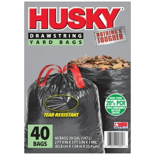 Husky Heavy Duty Clean-Up Trash Bag, Polyethylene Resin, 42 gal, 45-1/8 in  L x 32-3/4 in W x 3 mil T, Clear
