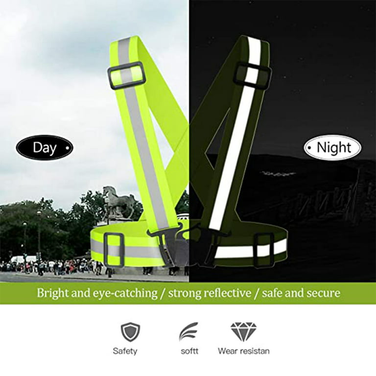 Reflective Vest Running Gear 2Pack, High Visibility Adjustable Safety Ves  for Night Cycling,Hiking, Jogging,Dog Walking,green，G185510