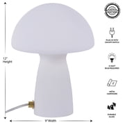 Urban Shop Novelty Glass Mushroom Lamp, Off-White Matte, 12 H, Plug-in