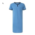 thumbnail image 2 of Guardurnaity Bata de dormir sólida, pijama de manga corta para hombre, cómodo camisón de cuello en V, ropa de noche y diario. Pijama azul l, 2 of 6