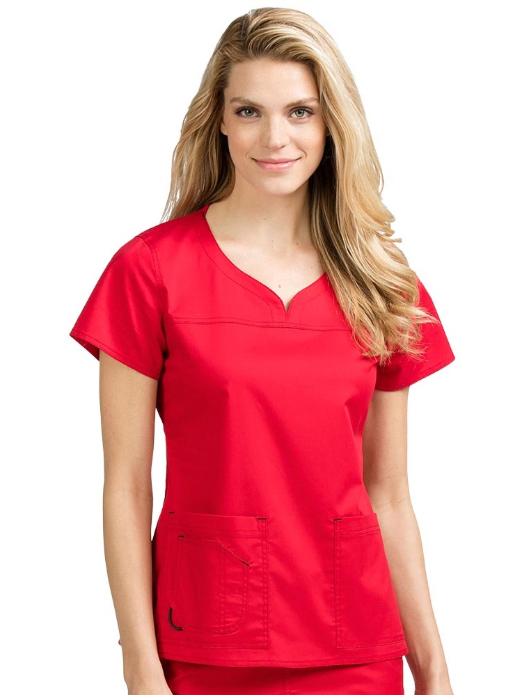 MC2 by Med Couture Women's Lexi Sport Neckline Solid Scrub Top
