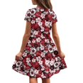 thumbnail image 5 of Uourmeti Short Sleeve Casual Dress 2-14 Years Old Flowy Comfortable Girls Short Sleeve Dress 1 pc,Hawaiian Hibiscus Floral Print, 5 of 6