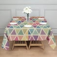 thumbnail image 3 of Multi Color Triangle Checkered Pattern Square Tablecloth,Waterproof Square Table Cover,Wipeable Spillproof Washable Table Cover for Home Kitchen Party Decor 42"X42"(107x107cm), 3 of 6