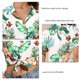 thumbnail image 4 of Camisa de manga corta con cuello vuelto para mujer, blusa informal elegante con botones y estampado floral para fiesta en la playa, verde, L, 4 of 5