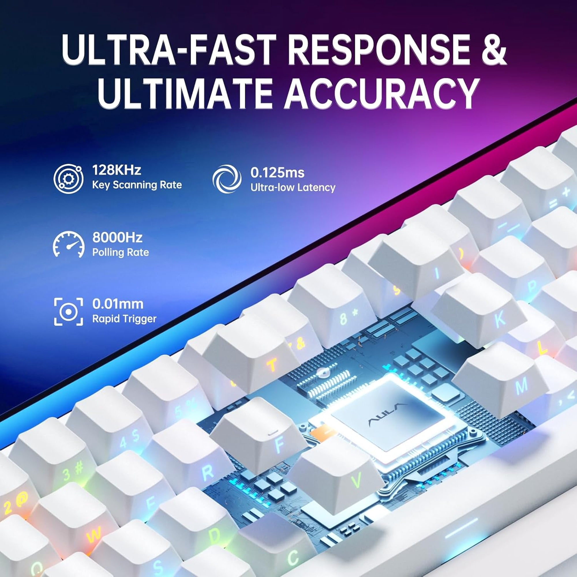AULA Hero68 HE 60-Key Wired Hall Effect Gaming Keyboard, Magnetic Switch, RGB, Rapid Trigger and Response, Adjustable Actuation
