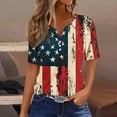 thumbnail image 2 of womens t shirts Women's Casual Independence Day Printed Short Sleeve V-Neck Top graphic tees for women, 2 of 5