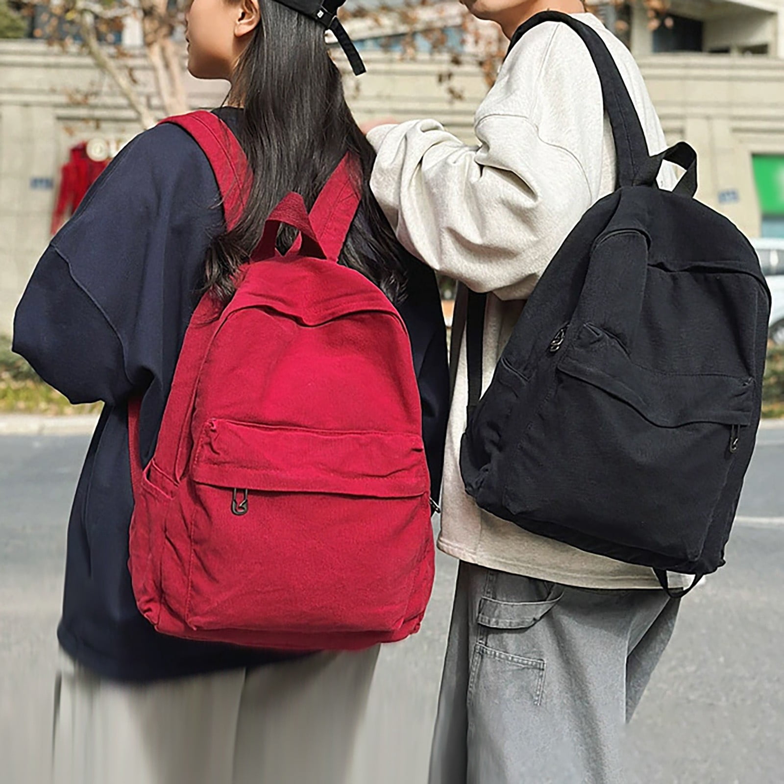 Casual Canvas Backpack Lightweight Waterproof School Bag 