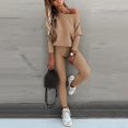 thumbnail image 1 of Ladies Womens Two Piece Outfit Long Sleeve One Shoulder Pullover Tops And Long Pants Tracksuit, 1 of 3