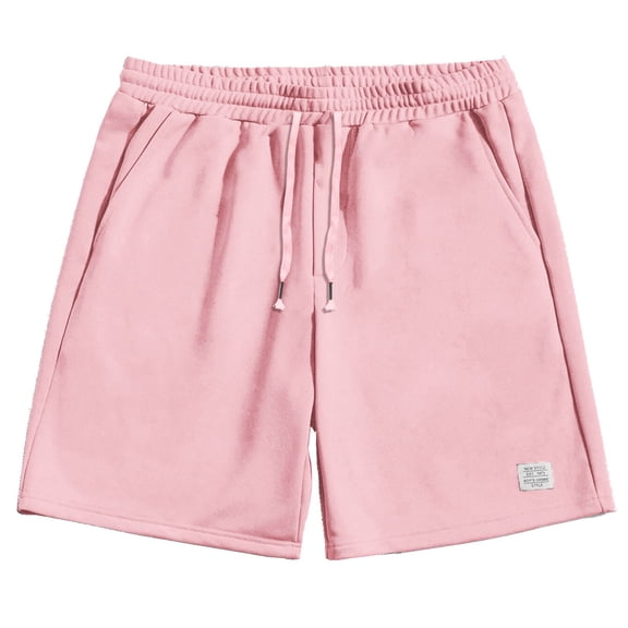 FRSASU Mens Casual Sport Shorts - 7 inch Elastic Waist Drawstring Summer Beach Basketball Short Pink