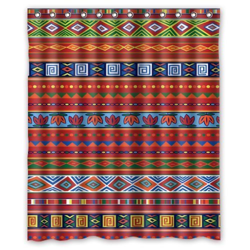 ABPHQTO Cortina de ducha de rayas de estilo nacional rojo Cortina de ducha impermeable 150x180 cm