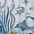 thumbnail image 5 of Chilfamy  Nautical Seahorse Shower Curtain Coral Seashell Underwater World Marine Life Starfish Ocean Themed Coastal Beach Bathroom Decor Curtains Set with Hooks White, 5 of 7