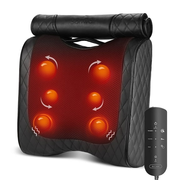 COSYSKY Shiatsu Back Massager with Heat-Electric Back Massager for Deep Tissue-Up and Down Rolling Massage Heated Lower Back Massager for Office Home Car