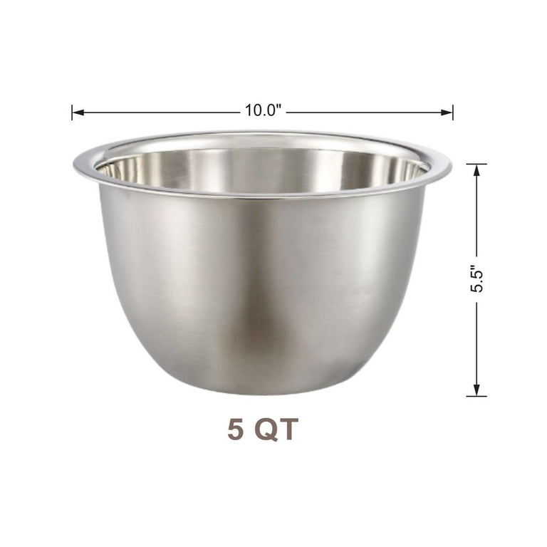 Mainstays SS 5QT Multi-Use Mixing Bowl for Prepping, Serving or