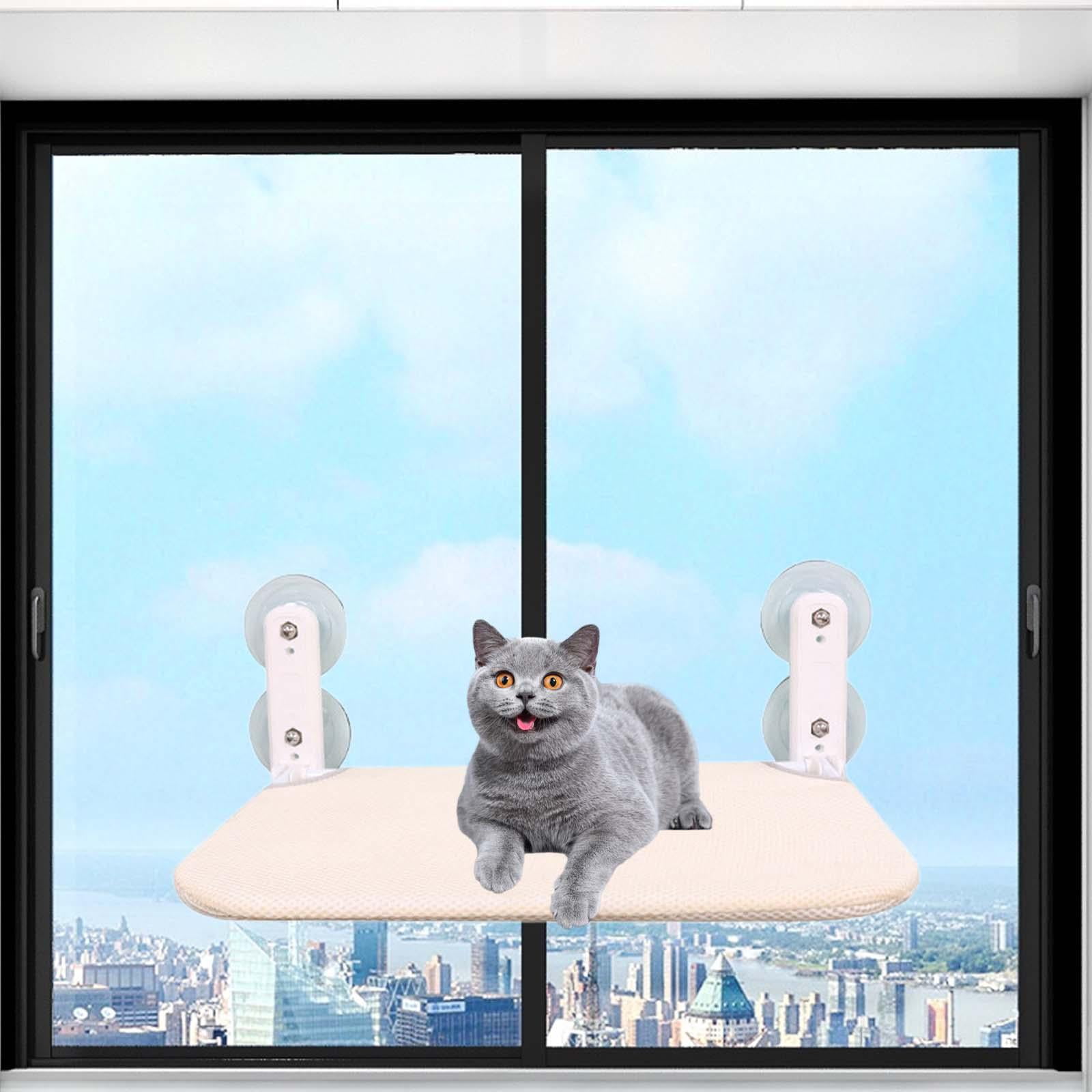 Foldable Cat Window Perch Cat Window Hammock Cat Resting Shelf Heavy Duty for Indoor Cats with 4 Suction Cups Resting Seat Foldable Cat Bed Beige 30cmx45cm