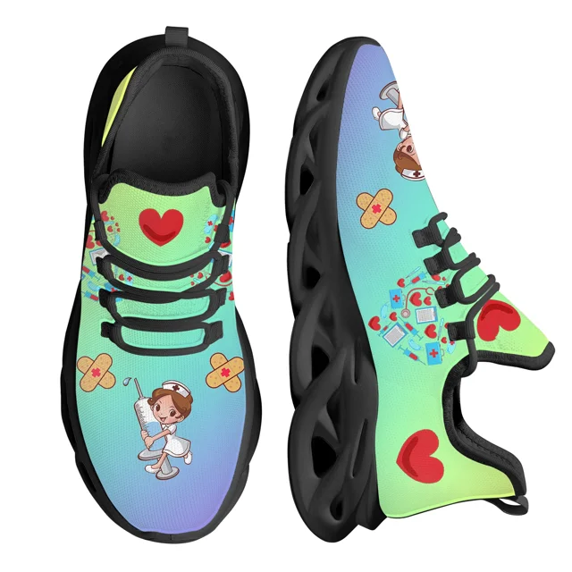 Zapatos de enfermera nuevos , zapatillas de malla transpirables para correr al aire libre, con patrón de asistente de enfermera, tenis casuales para mujer, calzado