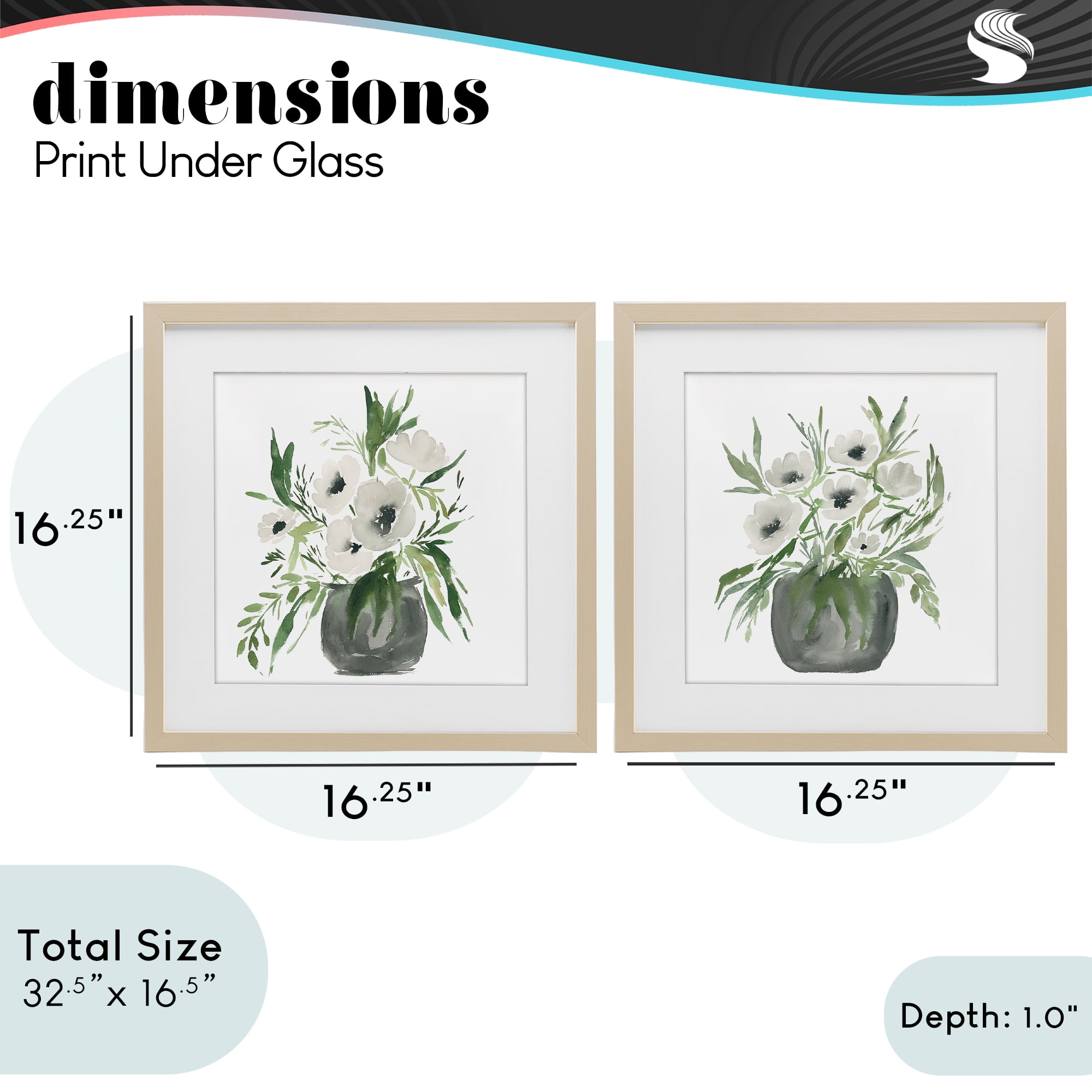 Stupell Industries White Anemone Vases 2 Piece Birch Framed Print Under Glass Set, design by Lucille Price