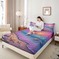thumbnail image 4 of Homewish Dreamy Ocean Sunset Bed Sheets for Kids, Kawaii Starfish Seashell King Sheets, Summer Beach Sheet Set, Super Cozy Room Decor, 4 Pieces, 4 of 7