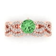 thumbnail image 2 of 1.52 ct Brilliant Round Cut Green Zircon 14k Rose Gold Solitaire with Accents Engagement Bridal Wedding Ring Band Set size 4.75, 2 of 7