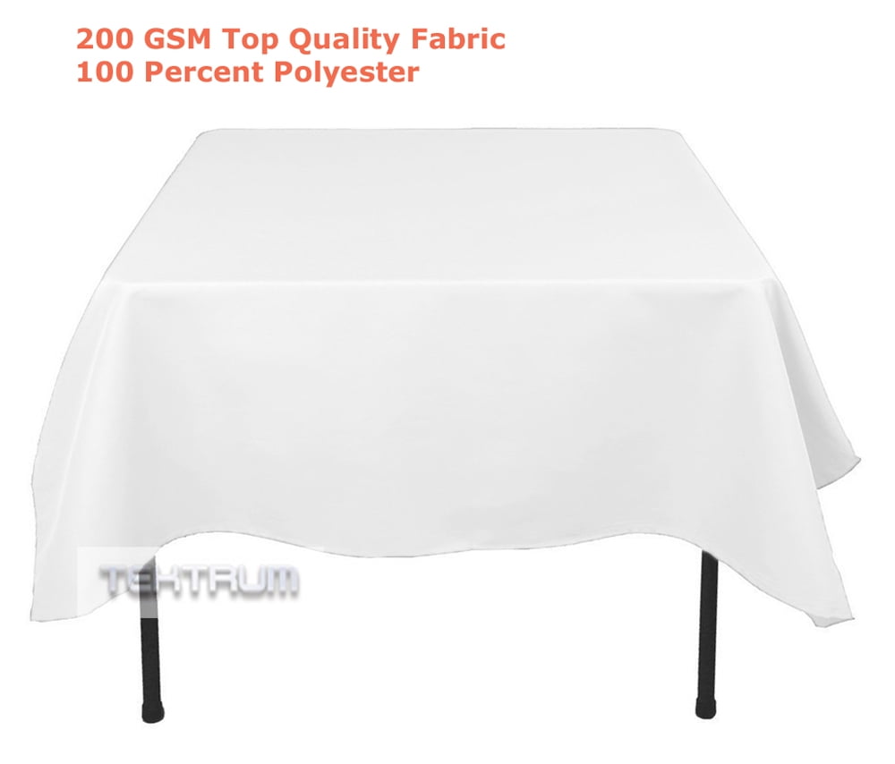 TEKTRUM 70 X 70 INCH 70"X70" SQUARE POLYESTER TABLECLOTH - WHITE COLOR ...