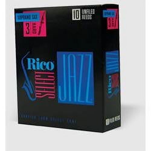 Rico Select Jazz Soprano Saxophone Reeds, Unfiled, Strength 4 Strength Hard, 10-pack