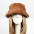 thumbnail image 4 of UTSJKR Faux Fur Winter Bucket Hat for Women Fluffy Warm Hat Wide Brim Solid Color Thick Fisherman Soft Fuzzy Snow Ski Cap Brown, 4 of 5