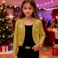 thumbnail image 2 of YOUYEDIAN Teen Girls Sequin Cardigan Jackets Kids Open Front Sparkly Long Sleeve Crop Tops Shiny Bling Dressy Casual Holiday Party Outfits (Yellow, 9-10 Years), 2 of 7