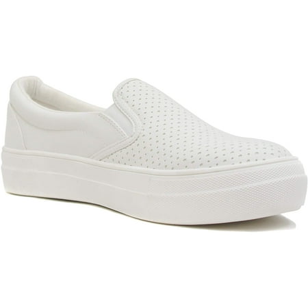 

Soda Flat Women Shoes Slip On Loafers Casual Sneakers Memory Foam Insoles Hidden Platform / Flatform Round Toe CROFT-G White 7.5
