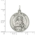 thumbnail image 2 of 925 Sterling Silver Solid Oxidized Antiqued Saint Peter Medal Pendant Necklace 31x21mm Wide Pendant for Women, 2 of 2