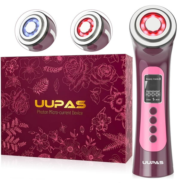 Dispositivo inteligente de microcorriente de fotones - Dispositivo de varita de terapia de luz azul roja LED UUPAS para cara - Dispositivo facial de microcorriente