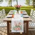 thumbnail image 4 of Table Runners 72 Inches Long Dress Scarves, Pink Floral Easter Farmhouse Kitchen Table Runner, Coffee Tablerunners, Spring Flowers Grey Checkered 14x72 Inch, 4 of 9