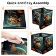 thumbnail image 4 of Cat Retro Foldable Clothes Storage Baskets with Handle - 10.8"x10.5"x10.6" Large Capacity Storage Cubes Organizer Bins, 4 of 6