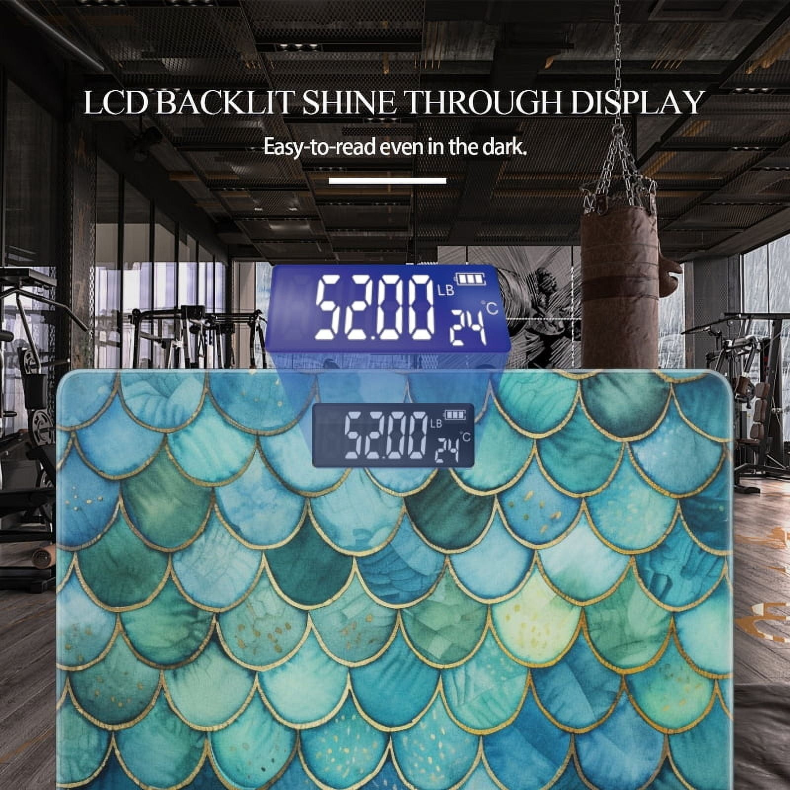 High Precision Body Weight Scale Smart Bathroom Scales with Large LCD Display(400lbs),Decorative for Bedroom-Colorful Fish Scale Pattern
