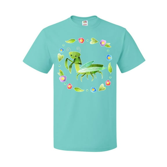 Inktastic Praying Mantis with Flowers and Leaves T-Shirt