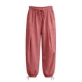 thumbnail image 6 of ABSUYY Womens High Rise Drawstring Elastic Waist Baggy Wide Leg Balloon Parachute Pants with Pockets Pink,Size 2XL, 6 of 8