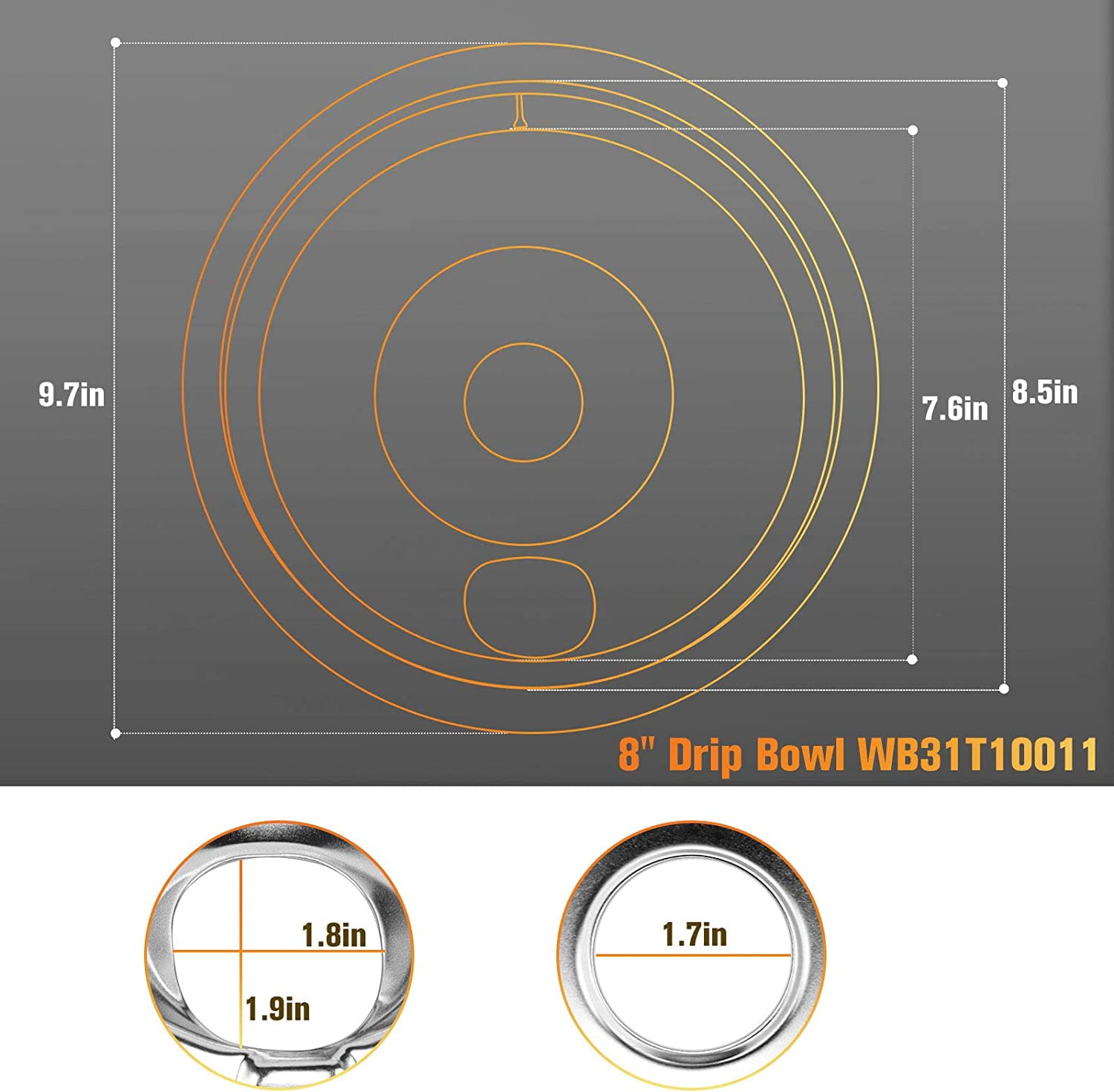 Stove Drip Pans for GE Hotpoint Electric Stove Range,4 Pack Chrome Drip Pans Includes 2 Pack 8 inch WB31T10011 and 2 Pack for 6 Inch WB31T10010 Burner