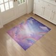 thumbnail image 3 of ODIKA 3'x5' Washable Throw Rug Stain Resistant, Low Profile, Non-Slip Large Unicorn Pink Pastel Stars Border Ombre Gradient Watercolor for Entryway, Kitchen, Mudroom, 3 of 7
