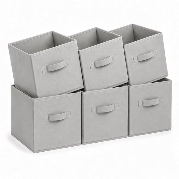 Aokeyee Storage Cubes,11-Inch Cube Storage Bins,6 Pack Fabric Foldable Collapsible Bins with Handles for Organization, Closet, Shelves, Offices, Toys,Gray