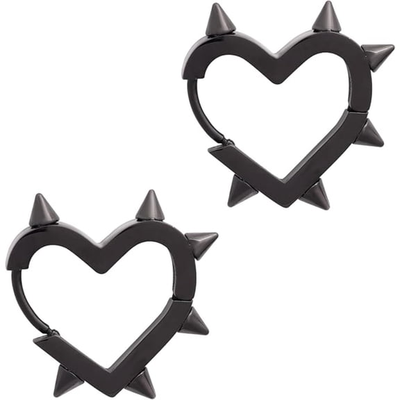 Y2k Earrings for Spike Hoop Heart Goth Black for Christmas Jewelry Gifts