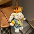 thumbnail image 3 of Cute Bunny Plush Keychain with Crochet Hat & Overalls – Soft Stuffed Animal Bag Charm for Kids & Adults, Kawaii Rabbit Pendant for Backpacks, Keys, School Bags & G, 3 of 5