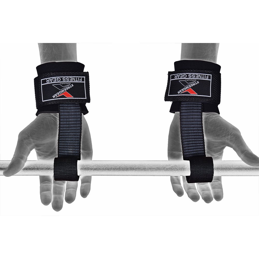 XTREEMGEAR Super Heavy Duty Lifting Straps Padded Wrist Wraps Rubberized Grip