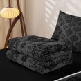 thumbnail image 5 of Erosebridal Classic Gothic Damask Zipper Queen Comforter Set with Fitted Sheet and 2 Pillowcases for Women Girls, Mandala Flower Floral Zipper Bedding Set, Black Reversible, 4pcs, 5 of 7