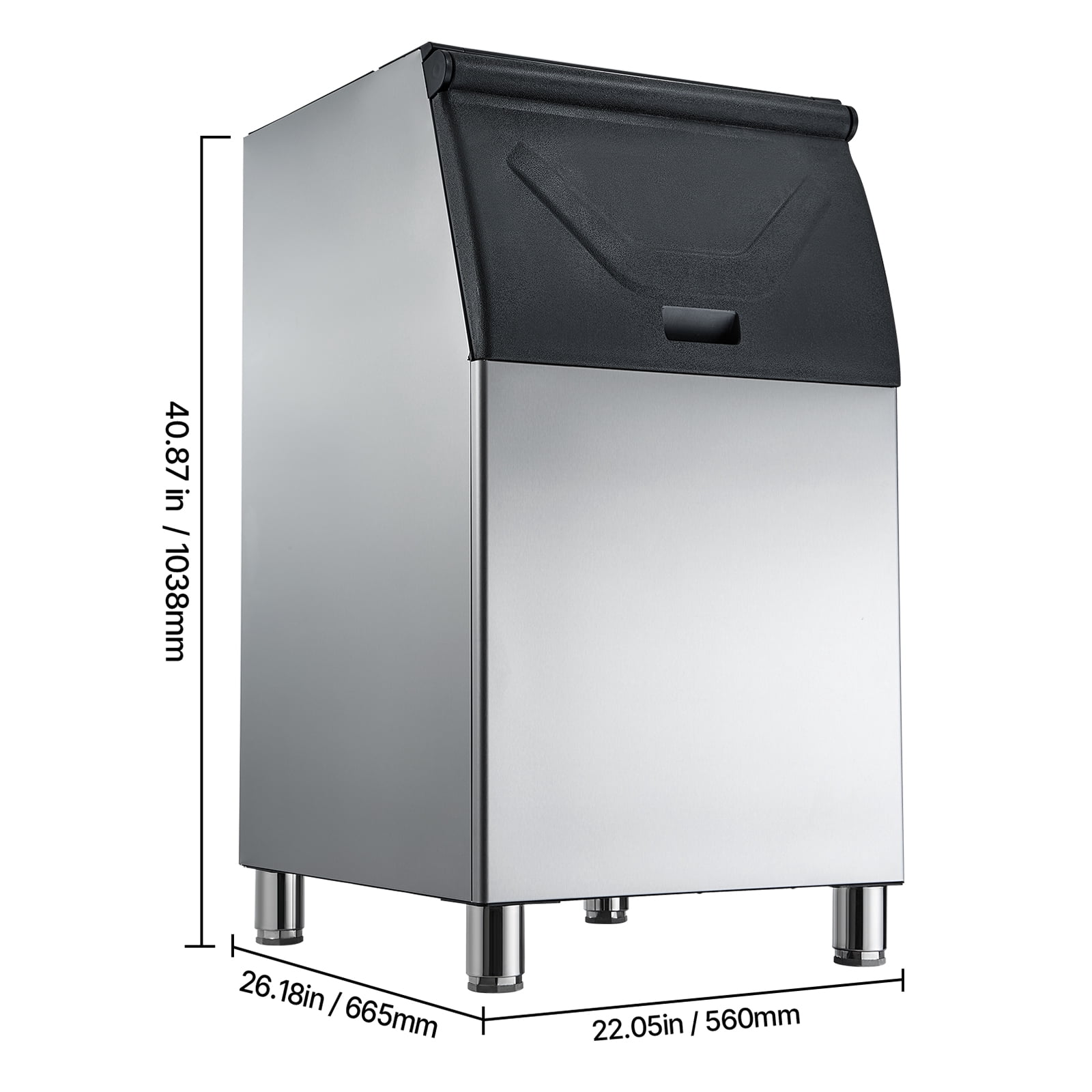 KFFKFF Commercial Ice Storage Bin, 300 LBS Capacity, Stainless Steel Ice Bin with Adjustable Non-Slip Rubber Feet, Ideal for Restaurants, Hotels, and Beverage Shops