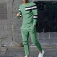 thumbnail image 2 of safuny Men's Winter Crew Neck Sweatshirts 2 Piece Loose Outfits Big&Tall Color Block Pullover Long Sleeve Tracksuits Casual Activewear Joggers Pants Workout Green XXXXL, 2 of 9
