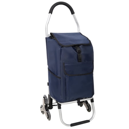 40L Stair Climbing Shopping Trolley, Detachable Bag & 40KG Load Capacity, Blue Stainless Steel-Aluminum Cart with Waterproof Oxford Bag for Grocery Shopping