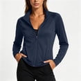 thumbnail image 2 of biudgviw Women's Athletic Jackets Sun Protection Full Zip Long Sleeve Shirts Lightweight Stand Collar Workout Tops with Thumb Hole, 2 of 6