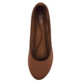 thumbnail image 3 of Forever Shoes Women Ballet Flats Round Toe Gel Memory Foam Insole Comfortable Satin Material FLEXIBLE-62 Tan Cognac Brown 10, 3 of 3
