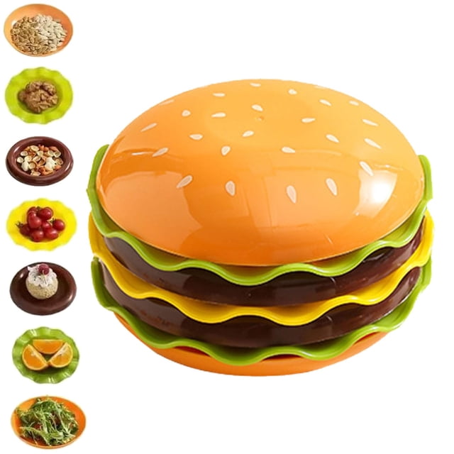 7-Piece Burger Plate Set, Stackable Burger Plate Set, Premium Burger Bowl And Plate Set For Parties, Picnics & Everyday Dining – Durable, Space-Saving